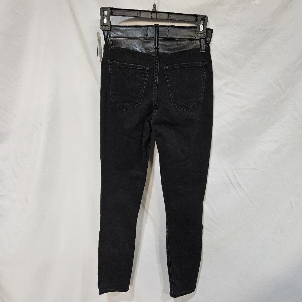 Abercrombie & Fitch The Super Skinny Ankle High Rise Jean Leather Pockets 24/00L